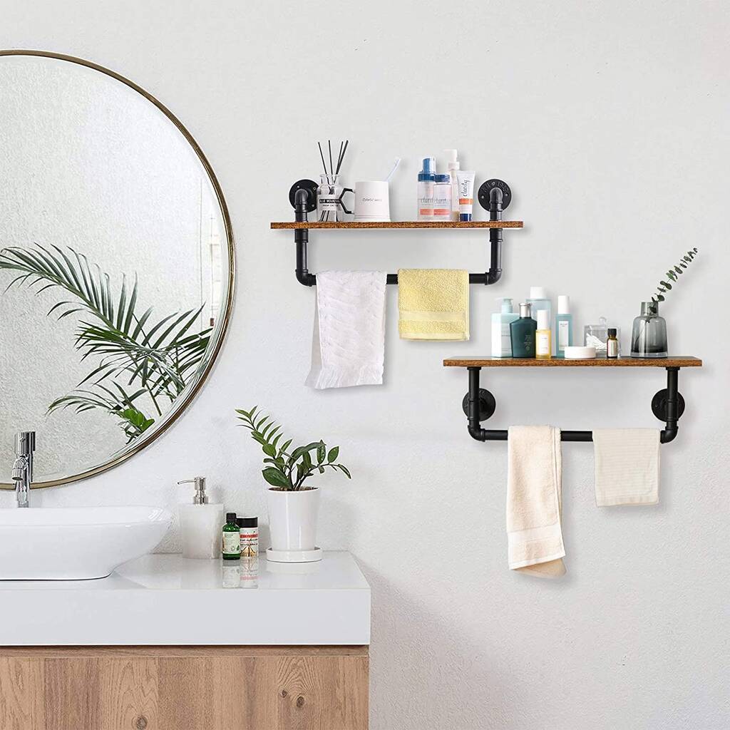 Floating Storage Shelves With Towel Rail By Momentum