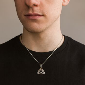 Personalised Sterling Silver Celtic Triquetra Pendant Necklace, 2 of 8