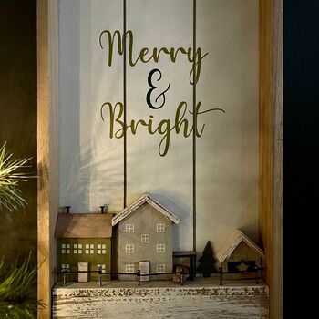 'Merry And Bright' Wooden Wall Plaque, 2 of 3