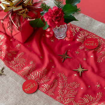 Red Glittering Christmas Table Runner 27cm X Two.5m, 4 of 4