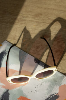 Cream Circle Arm Detail Oversize Sunglasses, 4 of 7