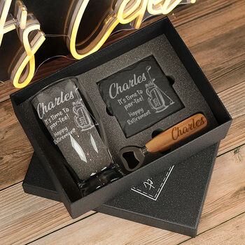 Personalised Golf Retirement Pint Glass And Gift Set, 6 of 7