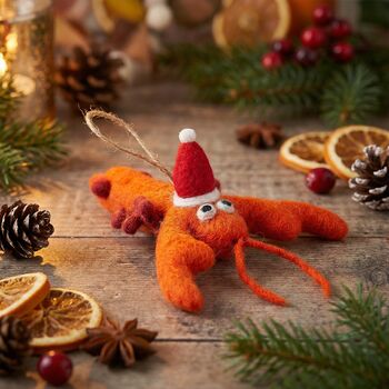 Festive Lobster Fair Trade Handmade Christmas Felt, 6 of 6