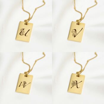 Personalised Birth Flower And Initial Tag Necklace, 10 of 12