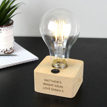 Personalised LED Bulb Wooden Table Lamp, 5 of 5