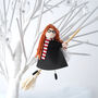 Young Witch Girl On Broomstick Hanging Decoration, thumbnail 1 of 4