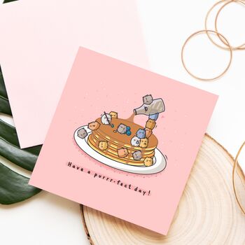Cute Pancake Cats Greetings Card, 6 of 9