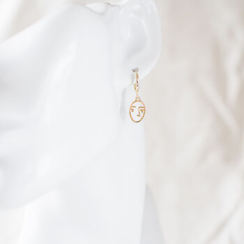 Abstract Face Huggie Hoop Earrings, 9 of 9