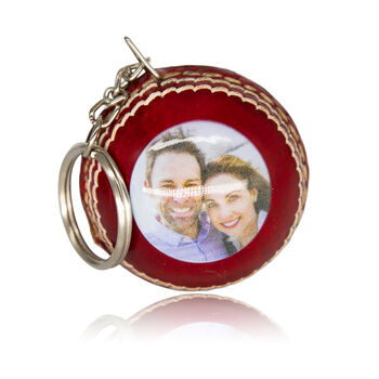 Personalised Leather Cricket Ball Keyring – Custom Photo Gift, 2 of 3
