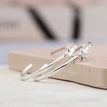 Silver Plated Hoop And Star Earrings, 3 of 4