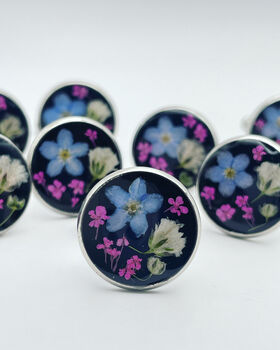 Cufflinks Real Forget Me Not Handmade 16mm, 5 of 10