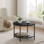 Coffee Table Marble Round Tempered Glass Storage Shelf, thumbnail 2 of 12