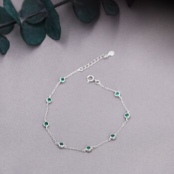 Emerald Green Cz Floating Bracelet Or Anklet, 3 of 11