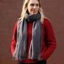 Dark Grey Tassel Heavyweight Scarf, thumbnail 1 of 5