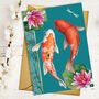 All Occasions Blank Koi Fish Card With Gold Detail, thumbnail 1 of 3
