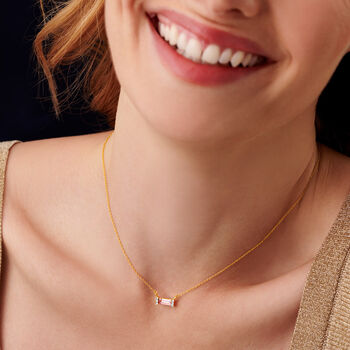 Baguette Birthstone Necklace In 18 Carat Gold Vermeil, 3 of 12