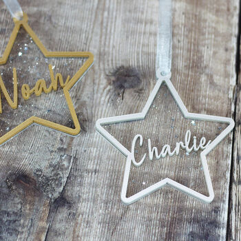 Personalised Glitter Star Christmas Decoration, 4 of 4