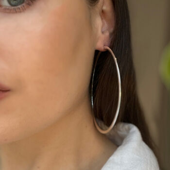 Sterling Silver Hoop Earrings With Slim Profile, 3 of 5