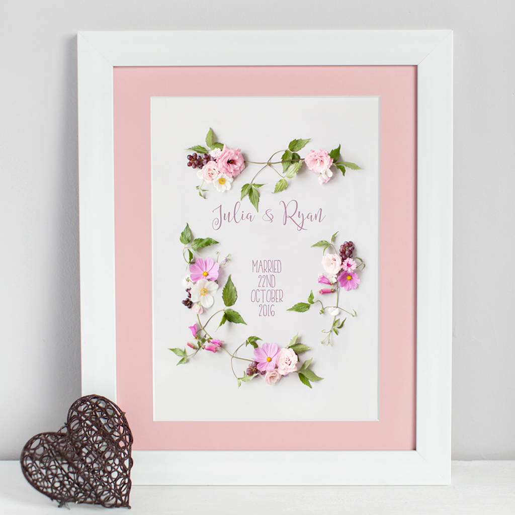 Personalised Floral Vines Wedding Print By Love Lila Art 