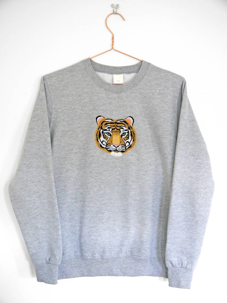 Statement Tiger Jumper, Embroidered Sweater By Lint & Thread ...