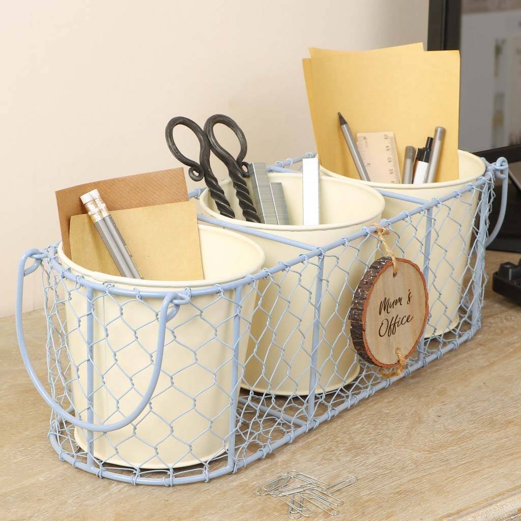 Personalised Desk Tidy Pots In Basket, 1 of 9