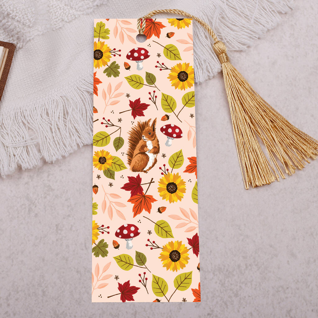 Autumn Squirrel Bookmark With Coloured Tassel By Making Meadows