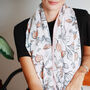 Pink Roses Black Outlined Print Scarf, thumbnail 7 of 11