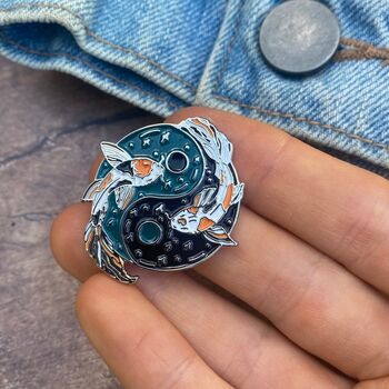 Koi Fish Enamel Pin | Night/Day, Yin Yang Pin, 2 of 4