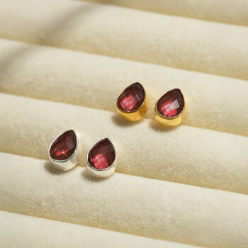 Sterling Silver Garnet Stud Earrings, 2 of 5