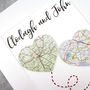 Personalised Wedding Map Heart Artwork, thumbnail 2 of 9