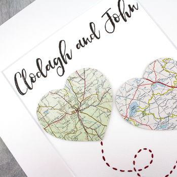 Personalised Wedding Map Heart Artwork, 2 of 9