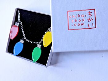 Christmas Lights Necklace On Acrylic And Silver Plated, 4 of 9