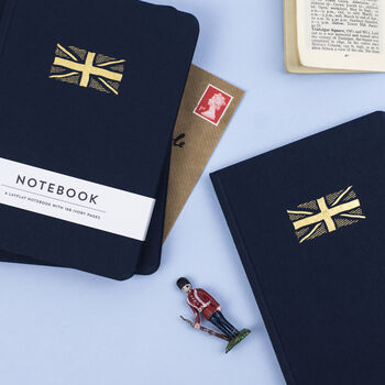 Union Jack Hardback Notebook In Navy Blue Fabric, 3 of 8