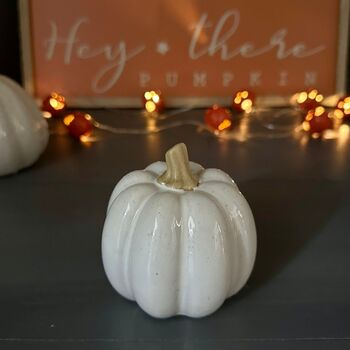 Ceramic White Pumpkin Halloween Decoration 9.5cm, 2 of 2