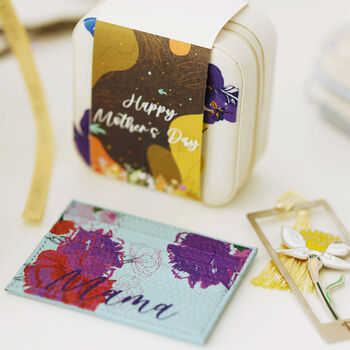 Birth Flower With Personalised Name Leather Card Holder, 3 of 12