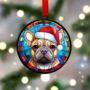 French Bulldog Tan In Santa Hat Suncatcher Decoration, thumbnail 2 of 6