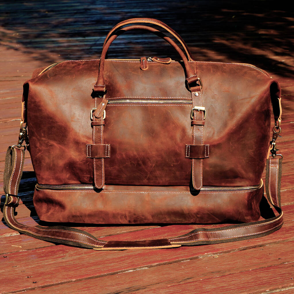 Genuine Leather Duffel With Suit Compartment, 1 of 10