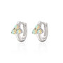 Silver Lime Green Opal Trinity Huggie Earrings, thumbnail 1 of 3