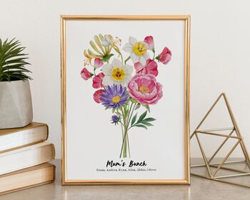 Personalised Birth Flower Grandma's Bunch Print, 7 of 9