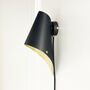 Black And Brushed Brass Handcrafted Plugin Wall Light, thumbnail 1 of 2