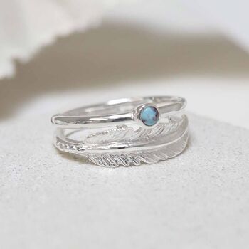 Sterling Silver Gemstone Feather Rings, 3 of 9