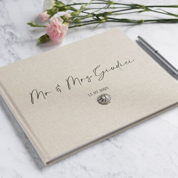 Personalised Wedding Guest Book With Jewel, 7 of 10