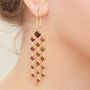 Iolite Gold Plated Geometric Chandelier Earrings, thumbnail 8 of 10