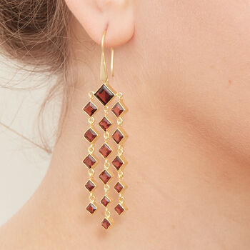 Iolite Gold Plated Geometric Chandelier Earrings, 8 of 10