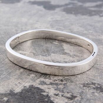 Chunky Sterling Silver Solid Oval Bangle, 4 of 5