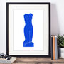 Female Figurative Torso Blue Linocut Art Print, thumbnail 5 of 6