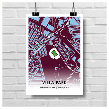 Aston Villa Football Gift Villa Park Stadium Art Map Print A3, 2 of 4