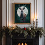 Moonlit Stag Canvas Art – Green Edition, thumbnail 1 of 4