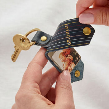 Personalised Metal Photo Keyring With Leather Case, 9 of 12