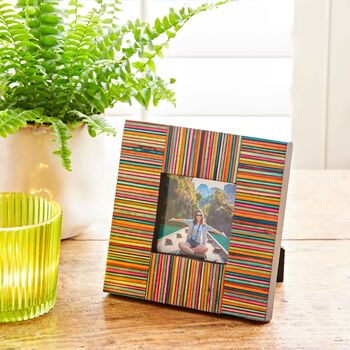 Dhari Fair Trade Multicoloured Papri Wood Photo Frame, 3 of 9